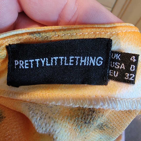 PrettyLittleThing Orange Tye Dye Ruched Midi Skirt - Picture 6 of 12